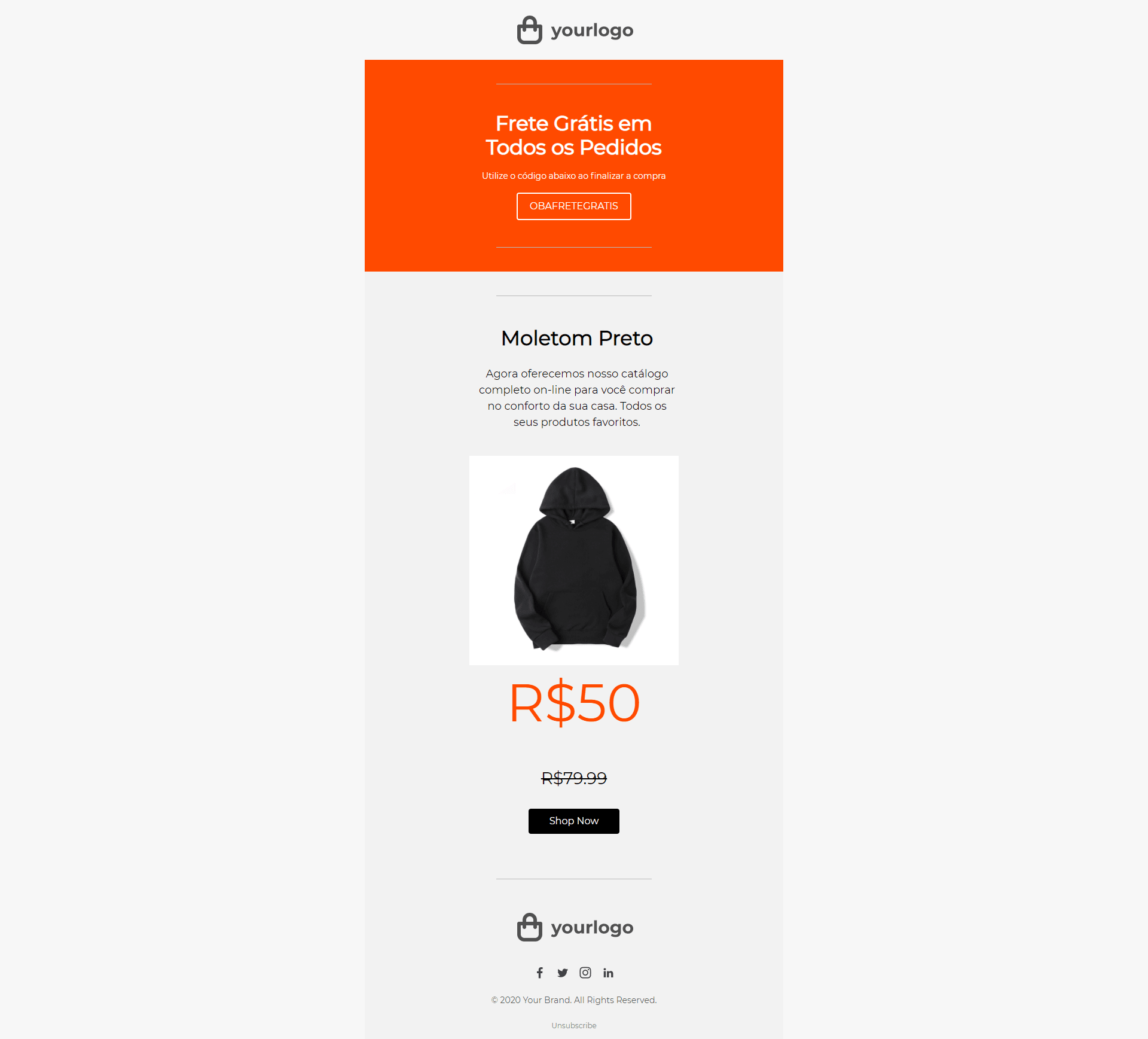 A mockup of a promotional email highlighting free shipping