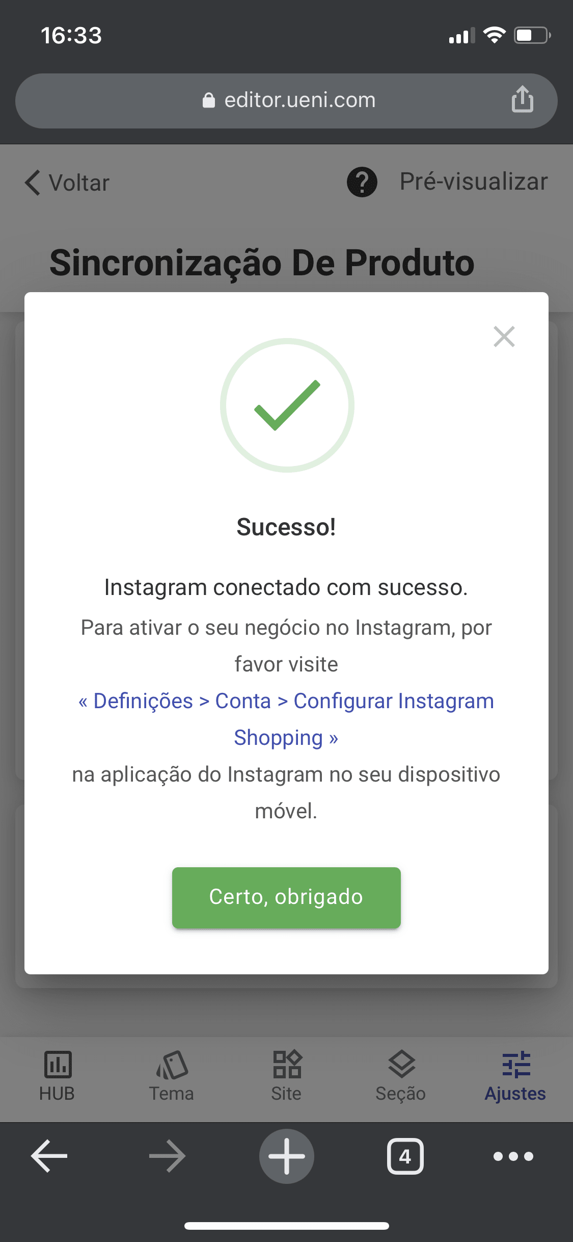 Instagram Successful Connection 