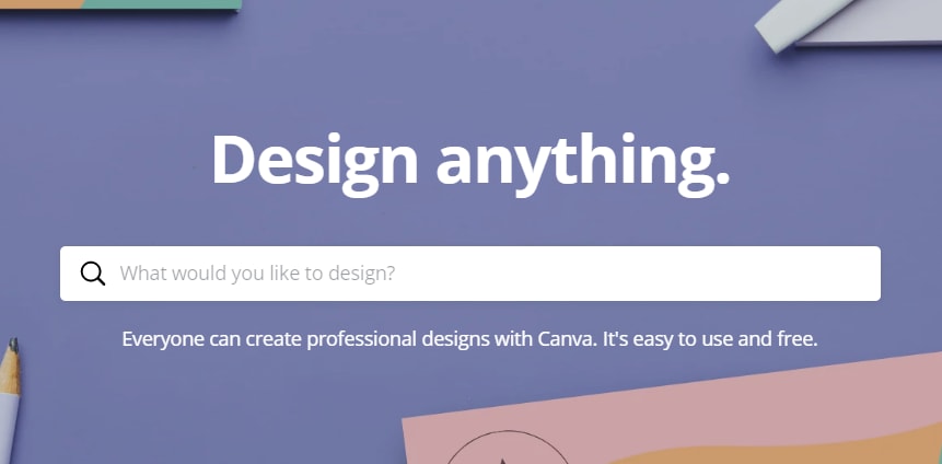 A Screenshot of the Canva homepage